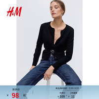 H&M 高智感 女士针织衫 黑色001 M 165/96