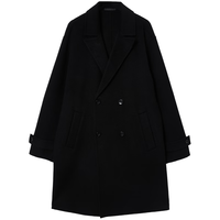  JACK&JONES/杰克琼斯 平驳领 男士毛呢大衣 双排扣 口袋 M （175）