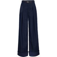 VERO MODA 阔腿裤 女士牛仔裤 可拆腰带 裤脚翻边 压褶