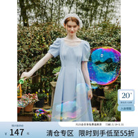 范思蓝恩 天鹅裙 法式浪漫连衣裙女2024夏网纱收腰显瘦A字裙子 蓝恩蓝 XS