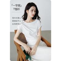 ONEBUYE/晚白 设计感压褶收腰 女士T恤衫