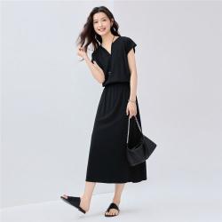 佐丹奴 V领收腰 女士连衣裙