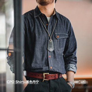 马登 美式复古丹宁 男士牛仔衬衫 L （175/96A）