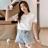 真维斯 女士短袖T恤 夏季减龄时尚显瘦棉感休闲纯色针织上衣