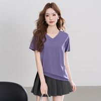 真维斯 春夏热销百搭纯色休闲上衣女显瘦女款时尚V领T恤透气减龄小个子
