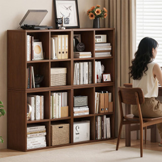 顾家家居 书架书柜矮柜家用落地储物柜  6格-胡桃木色