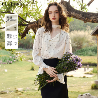 OLRAIN 法式浪漫飘带女士衬衫