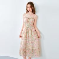 乐町 法式绝美 女士吊带长裙