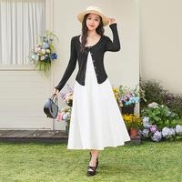 SANFU 套装2026春花边蝴蝶结开衫披肩吊带长裙两件套女装513130