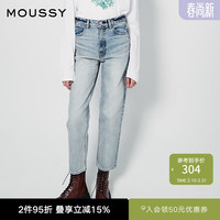 MOUSSY 春季新品磨白水洗铅笔裤直筒牛仔裤 C28GSA11-5010