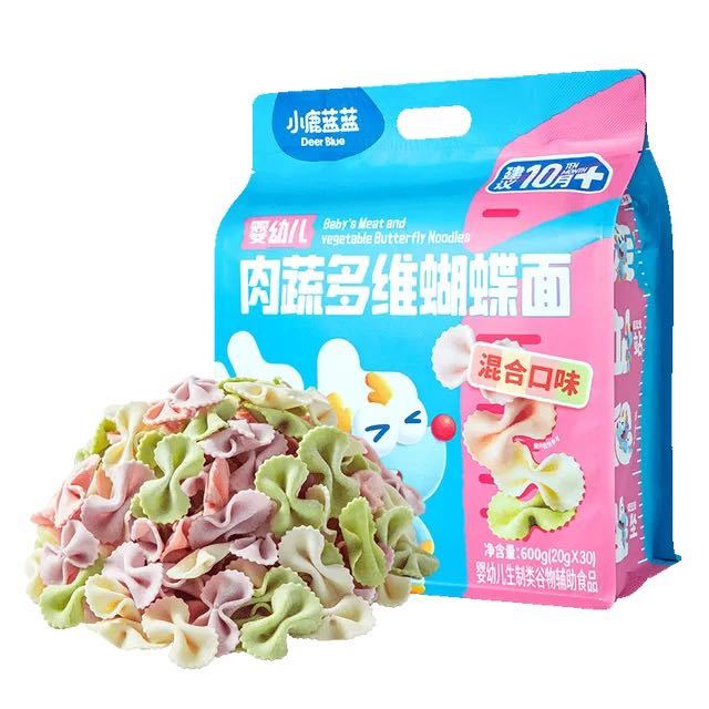 小鹿蓝蓝 肉蔬多维蝴蝶面 宝宝辅食1袋600g