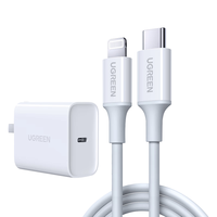 UGREEN 绿联 CD137 手机充电器 Type-C 20W+MFi认证 Type-C转Lightning 20W 数据线 TPE 1m 白色