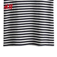 H&M 棉质 女士T恤 白色/海军蓝条纹 M 165/96
