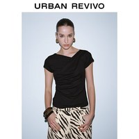 UR UR2026春季新款女装休闲简约百搭荡领短袖T恤UWH460019+ 黑色