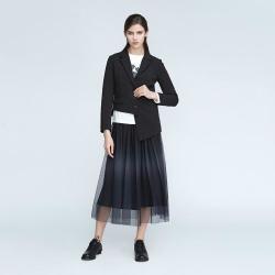S.DEER 时尚百褶裙 女士西装外套网纱半身裙套装