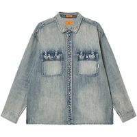 JACK&JONES/杰克琼斯 水洗字母刺绣 男士牛仔衬衫