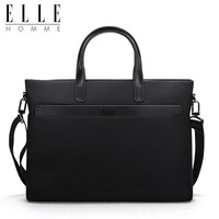ELLE HOMME 新款尼龙手提男包布包商务休闲横款公文包单肩包斜跨包