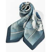 达芬奇密码 女士高端桑蚕丝丝巾（拍2件69）爱的相守 蓝色