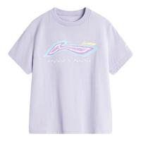 李宁 LI-NING童装儿童短袖T恤男女小大童运动吸汗速干凉爽文化衫YHSU253 坏小紫-5 150