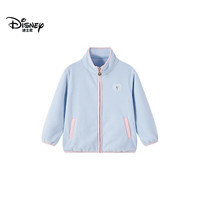 迪士尼 女童保暖摇粒绒外套 拼接撞色  蓝色（纯色） 130