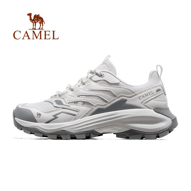 骆驼 防滑透气 男士登山鞋 F15B693020，白灰