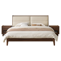 全友 高脚款 新中式皮艺软包床+床头柜+床垫 高脚款 1.5米x2米