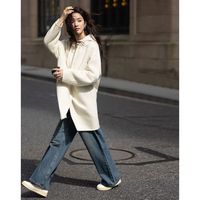 dme/德玛纳 中长款 女士呢大衣 连帽 插袋