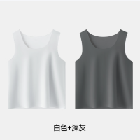 猫人 夏季冰丝 男士柔顺运动速干无痕背心 白色+深灰 L