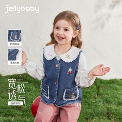 jellybaby 法式花边刺绣 儿童马甲