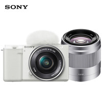 索尼 半画幅 微单数码相机套装+标准镜头+50F1.8定焦大光圈镜头  双头套机 16-50mm,50mm 白色 F1.8