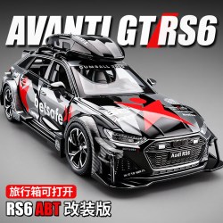 中精质造 车模 奥迪RS6-ABT定制版瓦罐旅行车 四开门+行李箱拆卸开启+回力