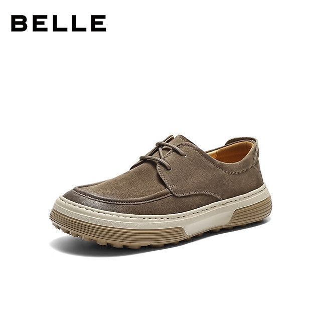 百丽 全真牛皮厚底系带户外工装鞋A2333AM6