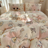 浪漫花语 加绒加厚牛奶绒四件套 单人被套床罩 2025秋冬新款