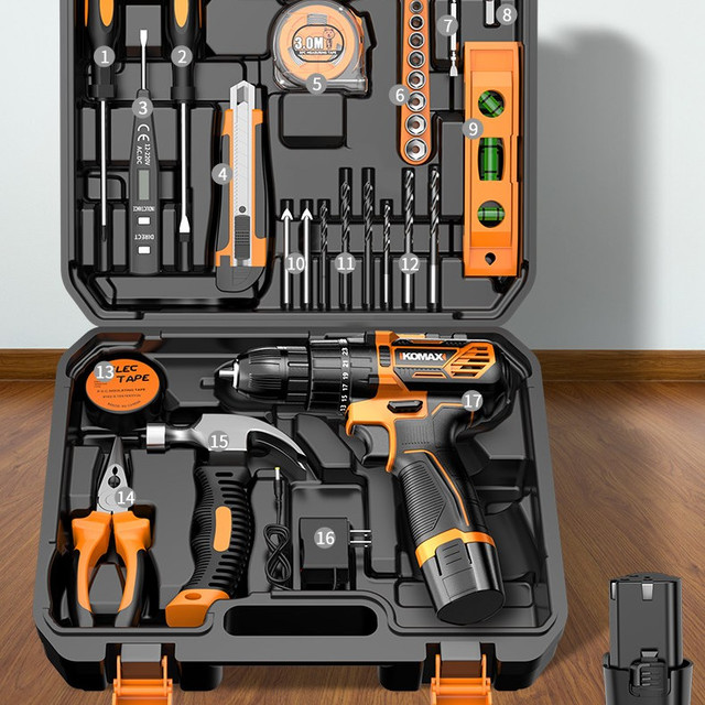 移动端：科麦斯 家用工具套装电动螺丝刀工具箱电工组合电钻五金维修大全万能全套
