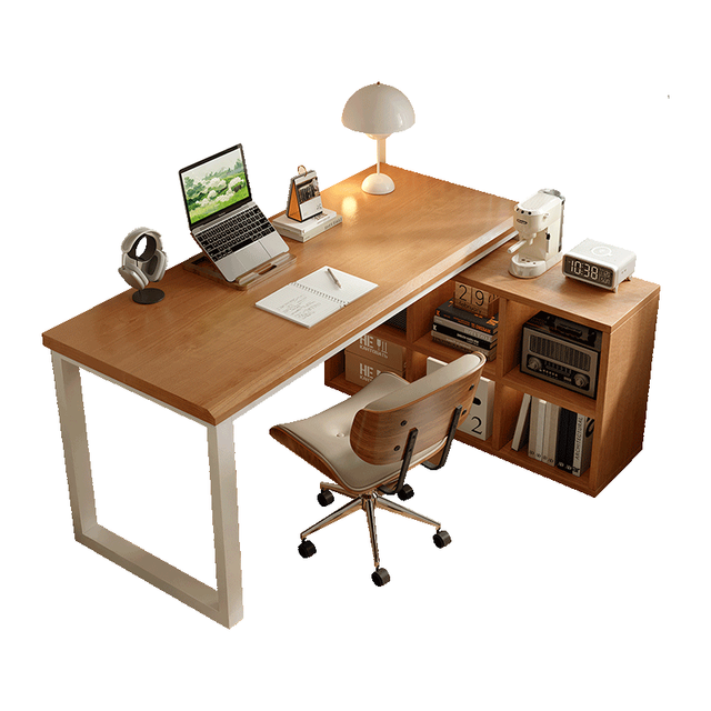 顾家家居 免费+包安装 转角书桌书柜一体 轻奢胡桃色