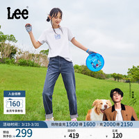 Lee 411舒适高腰小直脚中深蓝色水洗女款牛仔长裤休闲潮A5662 中深蓝(25裤长) 25(90-100斤可选)