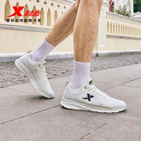 特步 男鞋运动休闲鞋男新品跑步鞋网面轻便透气耐磨防滑时尚慢跑百搭鞋子881219119063 黑 44码 9839帆白 45码