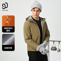 90分 男装休闲加绒连帽三防保暖软壳衣夹克