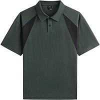 GXG 男装 撞色拼接设计polo衫男 24年夏季G24X242030 绿色 165/S