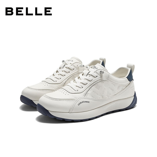 百丽 时尚印花小白鞋男厚底阿甘休闲运动鞋（第二双半价）