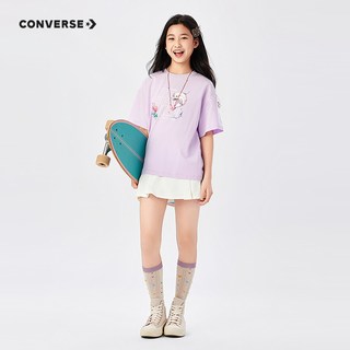 CONVERSE/匡威 休闲宽松 女童短袖T恤 纯白色