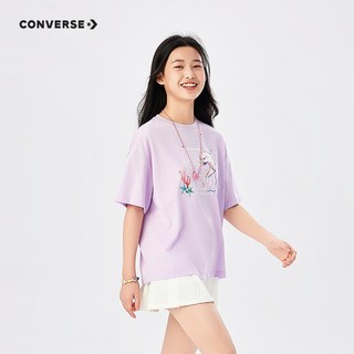  CONVERSE/匡威 休闲宽松 女童短袖T恤 纯白色
