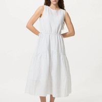 优衣库 女装棉麻条纹层叠连衣裙/无袖裙子26春夏新款484787