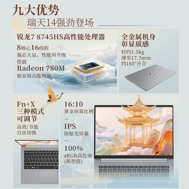 ThinkPad 联想ThinkBook 14+ 笔记本电脑 爆款R7-8745HS 16G内存 512G固态