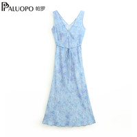 PALUOPO/帕罗 100%桑蚕丝 女士吊带连衣裙