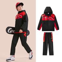 安踏 儿童套装男童加绒保暖外套长裤2件套防风户外安踏国潮亲子装