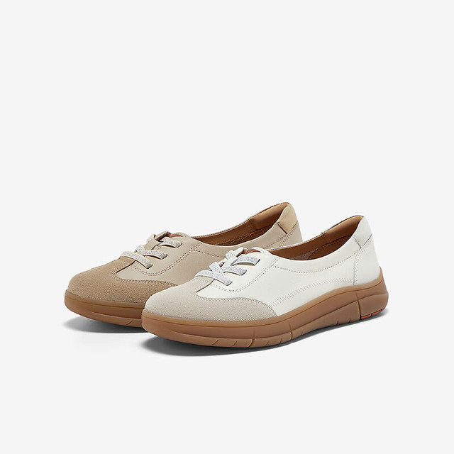 今日必买：Bata 休闲鞋女2025春牛皮德训运动开车鞋ATK37AA5 米白