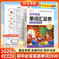 斗半匠初中英语单词汇总表中考英语高频词汇手册必背3500核心词汇大全短语句型语法初中通用高频词汇手册