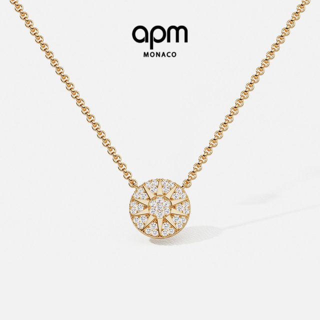 APM Monaco Soleil项链高级轻奢时尚金色首饰锁骨颈链
