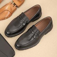 S.T.Dupont 男士手工擦色质感牛皮革乐福鞋舒适轻底爸爸鞋简约套脚男皮鞋